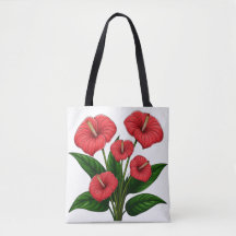 Flores Vermelhas de Anturio com Folhas Verdes