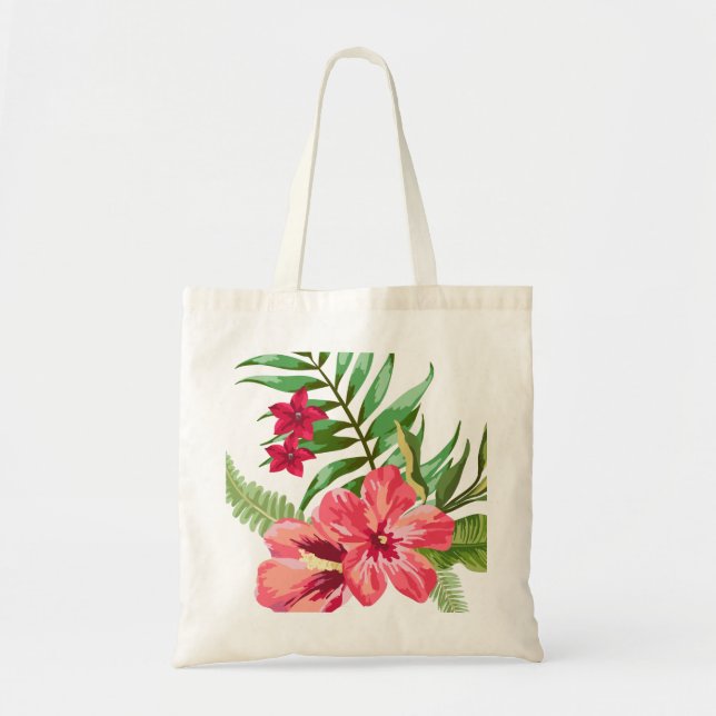 Bolsa Tote Flores Vermelhas E Rosa (Frente)