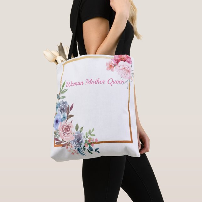 Bolsa Tote Flores vermelhas seu nome tot bag (Close Up)