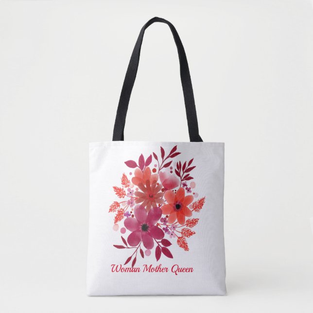 Bolsa Tote Flores vermelhas seu nome tot bag (Frente)