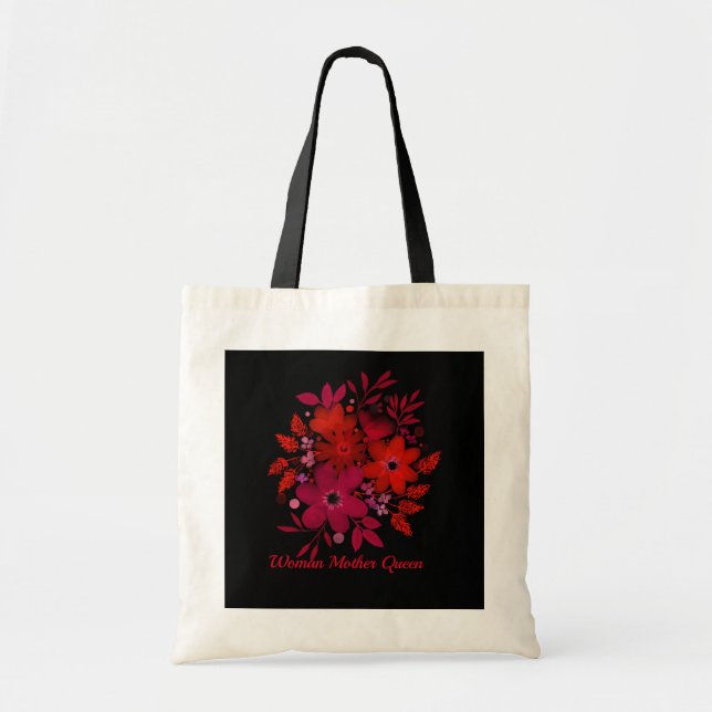Bolsa Tote Flores vermelhas seu nome tot bag (Frente)