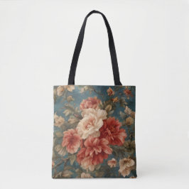Bolsa Tote Flores Vermelhos Esforçadas, Brancas e Corais Esma