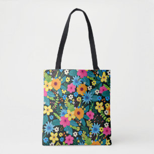 Bolsa Tote Flores Vibrantes Ditsy Design de Padrão Floral-437