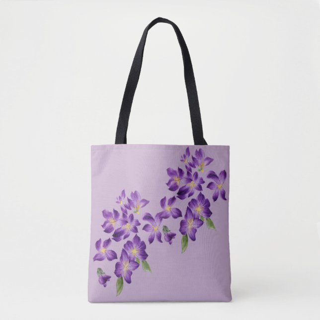 Bolsa Tote Flores Violetas Bonitas Coloridas (Frente)