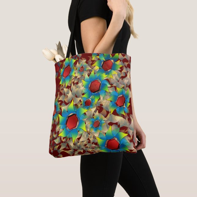 Bolsa Tote Flores virtuais estranhas, pétalas azuladas em ver (Close Up)
