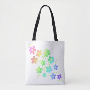 Bolsa Tote Flores Whimsical Rainbow
