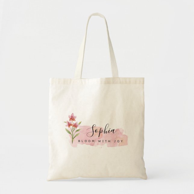 Bolsa Tote Florescer Elegante com Alegria Boho Floral Rosa (Frente)