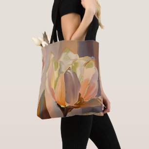 Bolsa Tote Florescimento Silencioso – Tulipas Abstratas em Ou