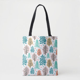 Bolsa Tote Floresta Automática: Cena Sem Costura Encantada.