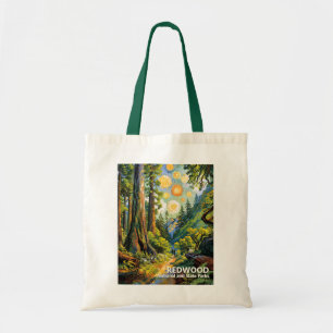 Bolsa Tote Floresta da Montanha Redwood Pintura Colorida de C