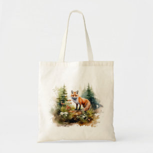 Bolsa Tote Floresta de Aquarela Fox