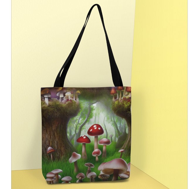 Bolsa Tote Floresta de fantasia de cogumelo (Criador carregado)