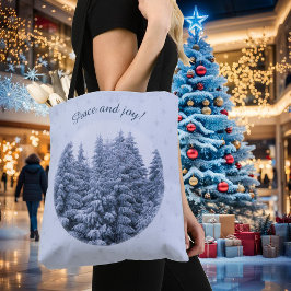Bolsa Tote Floresta de inverno mágico - azul, personalizada