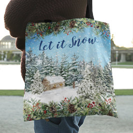 Bolsa Tote Floresta de Natal da Neve de inverno
