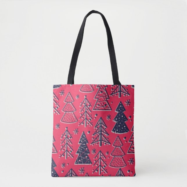Bolsa Tote Floresta de Natal: Papel de Wallpaper Silhouette d (Frente)