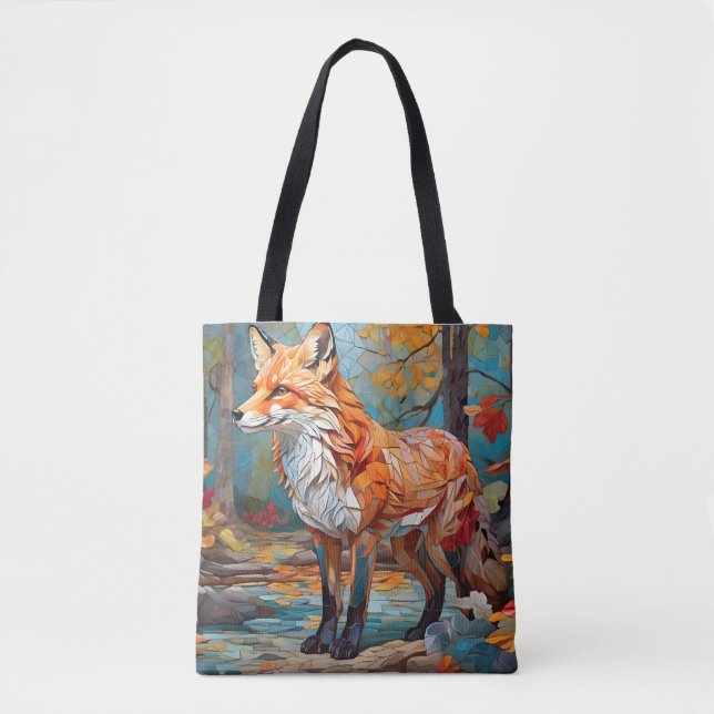 Bolsa Tote Floresta de Raposa Mosaica (Frente)