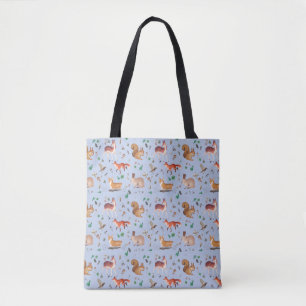 Bolsa Tote floresta em padrão aquoso- bambi, raposa, coney,