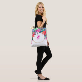 Bolsa Tote floresta floral de fronteira de ouro personalizada