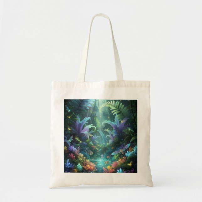 Bolsa Tote Floresta Mágica Encantada Bioluinescente  (Frente)