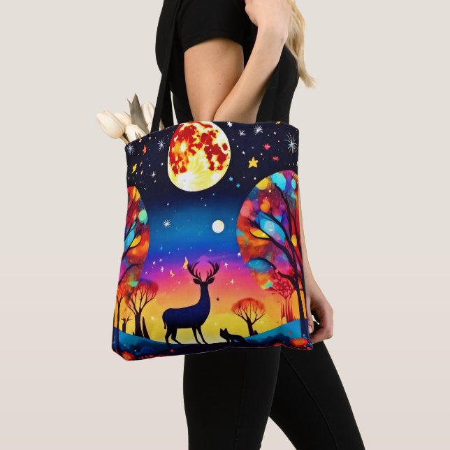 Bolsa Tote Floresta Noite Brilho (Close Up)
