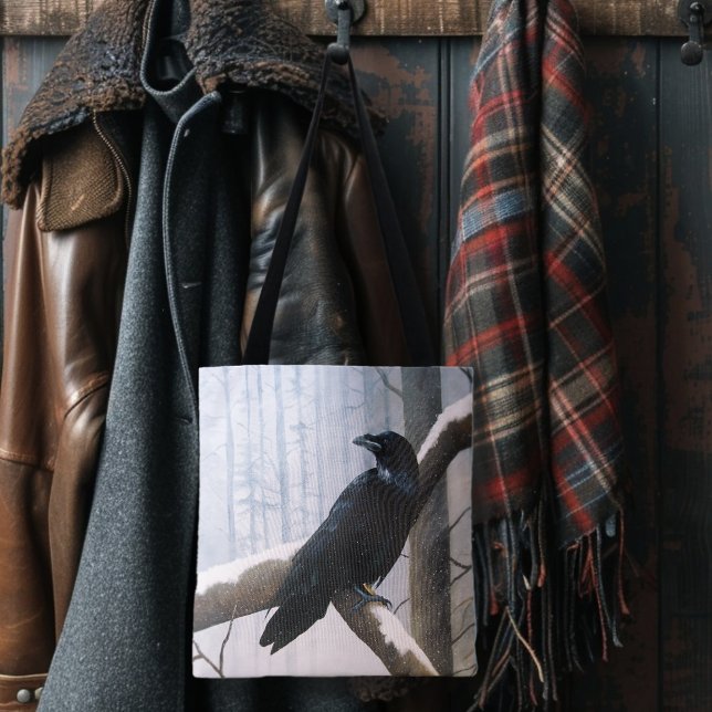 Bolsa Tote Floresta Raven de inverno (Criador carregado)