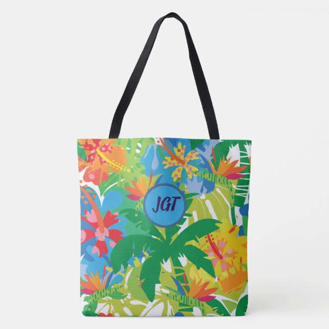 Bolsa Tote Floresta Tropical com Monograma Persona (Frente)