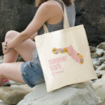 Bolsa Tote Florida Sunshine State Custom Beach<br><div class="desc">Esta bolsa de praia de Estado de sol inclui um design floral e cítrico. Adicione um nome ao fundo. Estes fazem presentes de excelente para damas de honra ou para férias de família.</div>