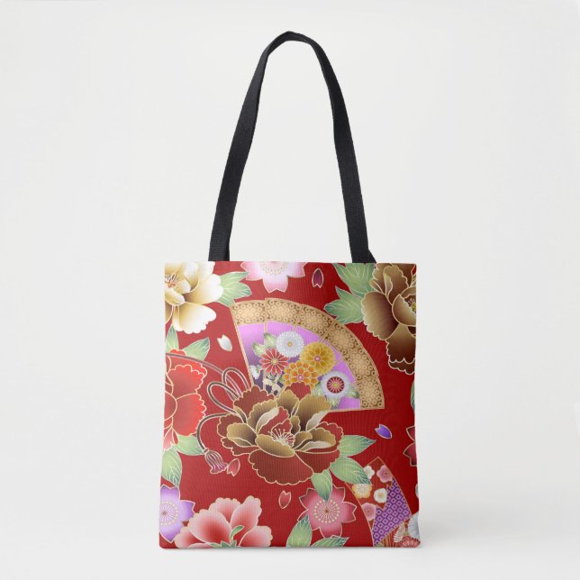 Bolsa Tote Florim japonês, fã de mão oriental (Frente)
