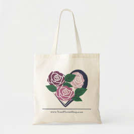 Bolsa Tote Florist Merch Purple Heart Três Rosas Rosa