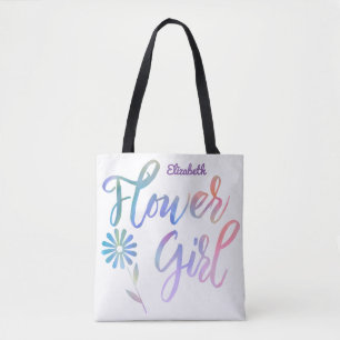 Bolsa Tote Florista do arco-íris da lavanda com nome
