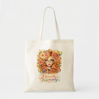 Bolsa Tote “Flourish Fearlessly” Floral Art Tote Bag