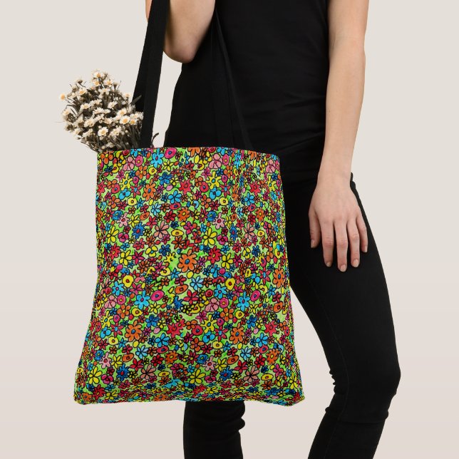 Bolsa Tote Flower doodles (Close Up)