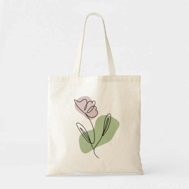 Bolsa Tote Flower Line Art (Frente)