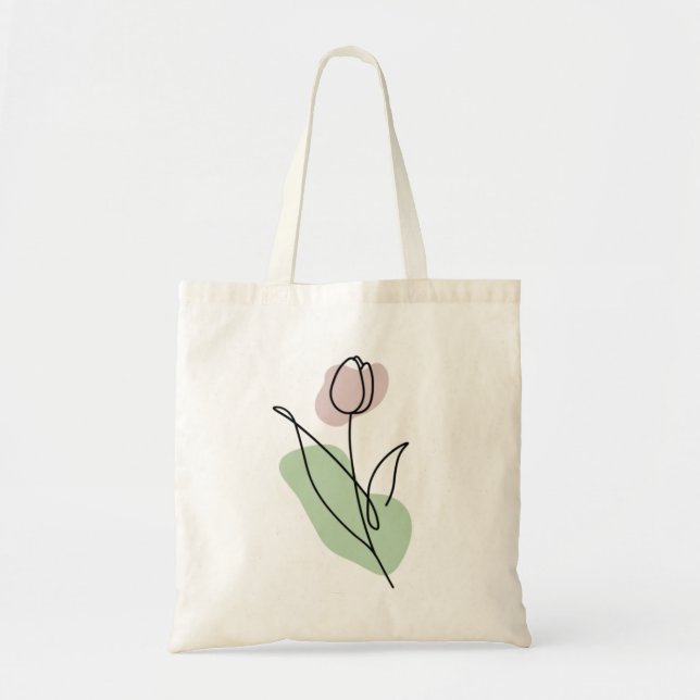Bolsa Tote Flower Line Art (Frente)