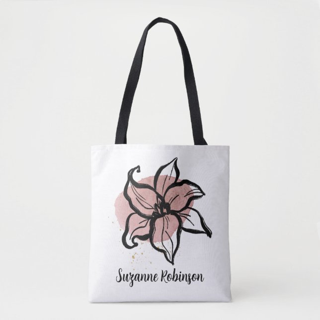 Bolsa Tote Flower line art  (PERSONALIZE) (Frente)
