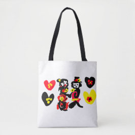 Bolsa Tote Flowers and black and red Valentine day