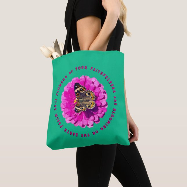 Bolsa Tote Flowers of Your Faithfulness Psalms Butterfly (Close Up)