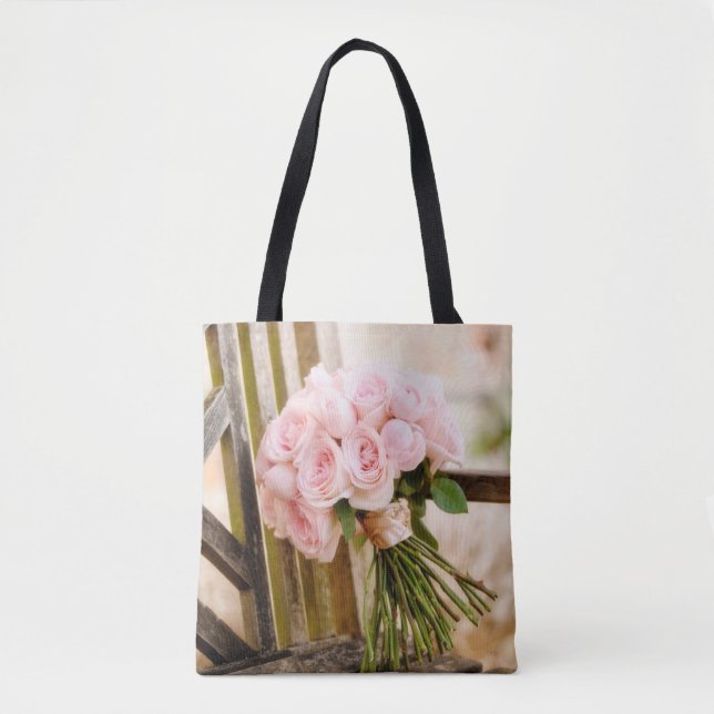 Bolsa Tote Flowers | Pink Rose Bouquet (Frente)