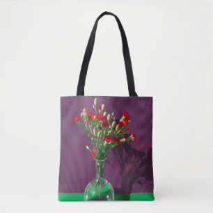 Bolsa Tote Flowers   Red Carantion Bouquet
