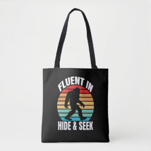 Bolsa Tote Fluente em Esconde-Esconde Bigfoot Engraçado