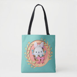 Bolsa Tote Fluffy Bunny Sentado na Páscoa 3D