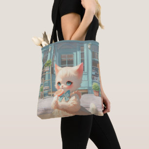 Bolsa Tote Fluffy Kitten com Lollipop no Compro de pastelaria