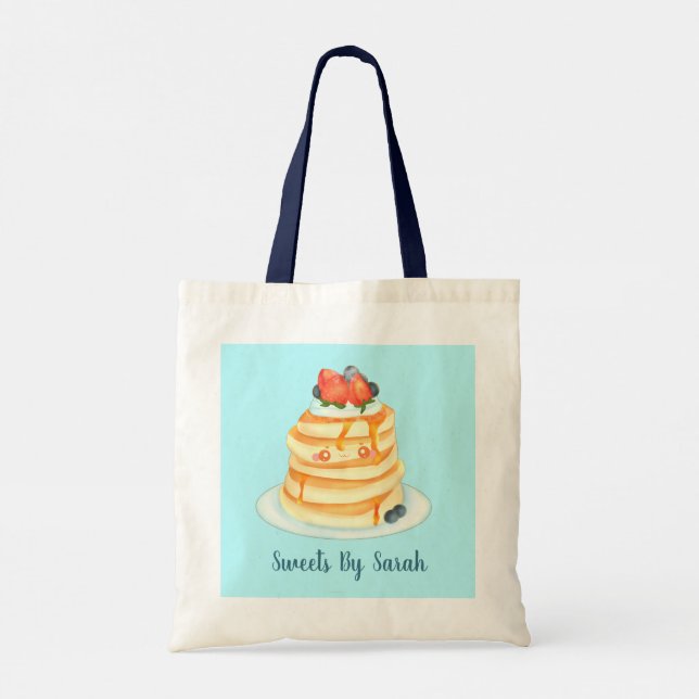 Bolsa Tote Fluffy Pancakes Com Xarope, Fruta E Creme De Mapea (Verso)