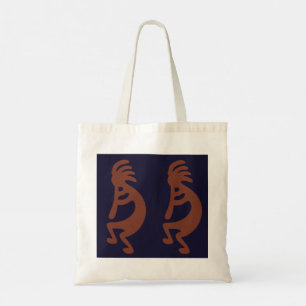 Bolsa Tote Flute Playing Kokopelli Figura 1 - Azul no vermelh