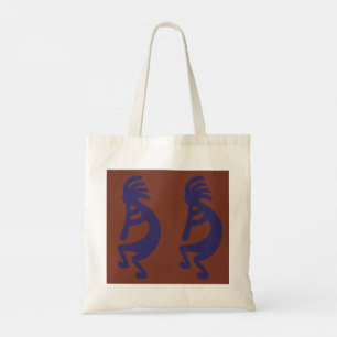 Bolsa Tote Flute Playing Kokopelli Figura 1 - Azul no vermelh