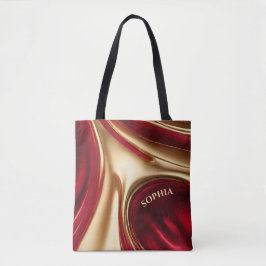 Bolsa Tote Fluxo de Abstrato moderno - Vermelho e Dourado-