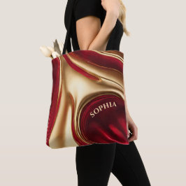 Bolsa Tote Fluxo de Abstrato moderno - Vermelho e Dourado-