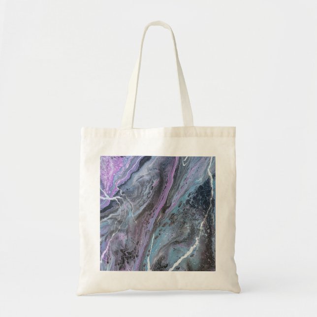 Bolsa Tote Fluxo Roxo & Turquesa Abstrato (Frente)