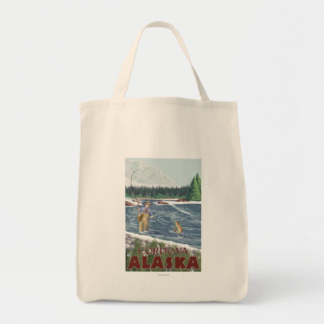 Bolsa Tote Fly Fish man - Cordova, Alasca (Frente)