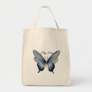 Bolsa Tote Fly Free – Blue Butterfly Art Design